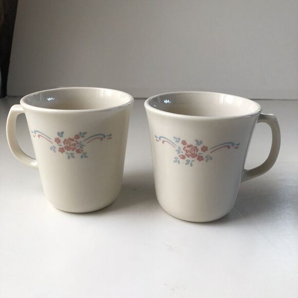 Corning Cups ~ USA ~ Floral ~ Blue And Pink Flower Ribbon ~ Delicate Timeless - Picture 9 of 10